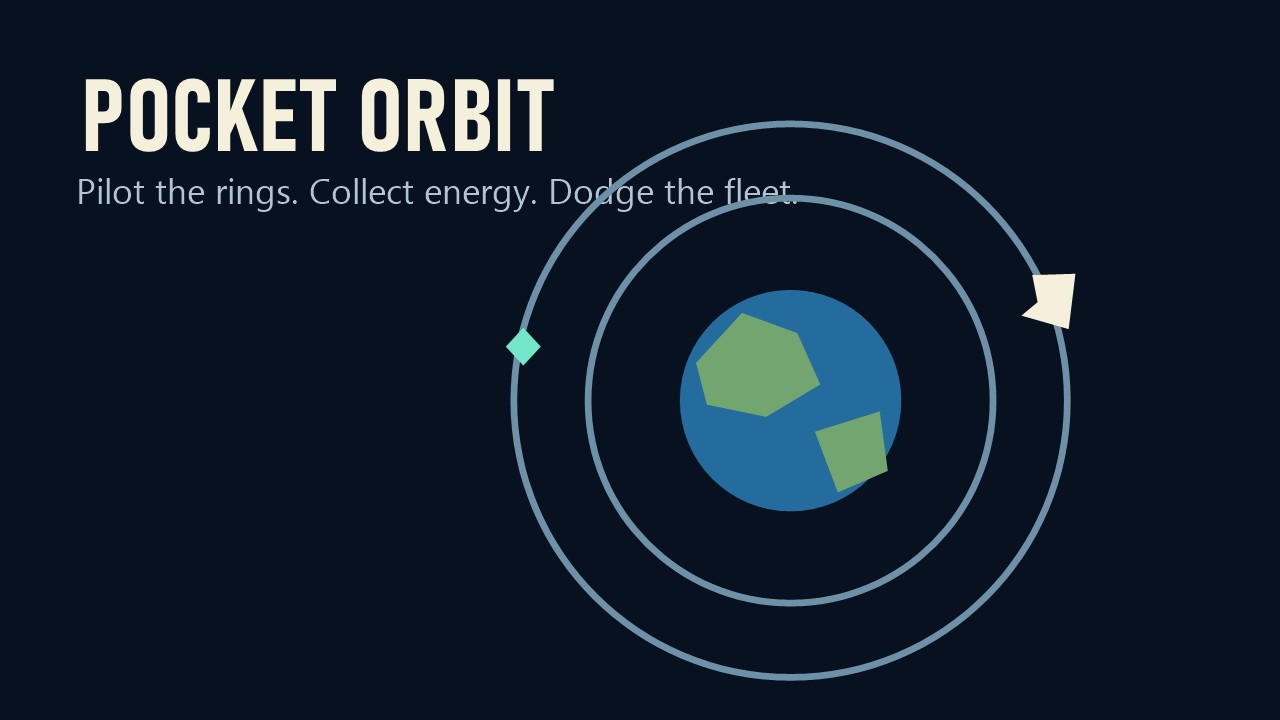 Pocket Orbit spacecraft circling an illustrated planet